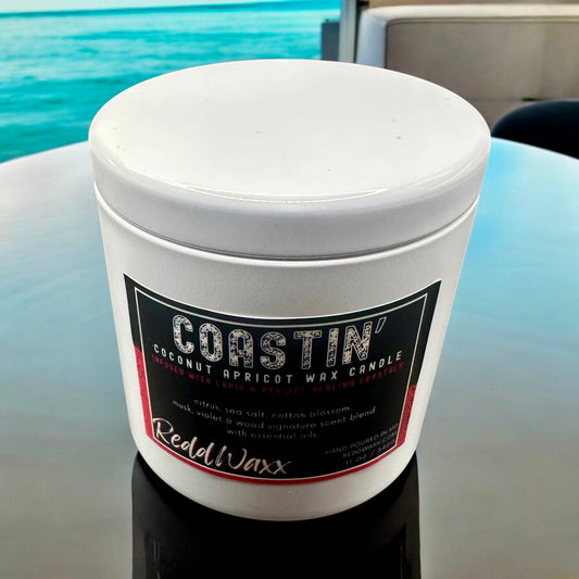 Coastin' Clean Burning, Healing Crystal Infused Candle